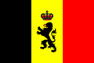 Red and Yellow B with Crown Logo - Belgium: State ensign