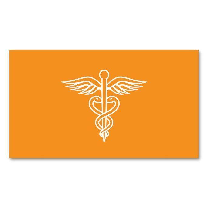 Orange Medical Logo - Modern minimalist orange medical doctor caduceus business card ...