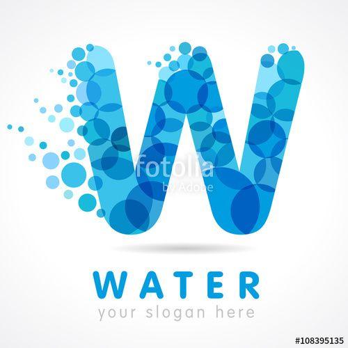 Blue Letter w Logo - Water W logo. Logo of tourism, resort or hotel by the sea in letter ...