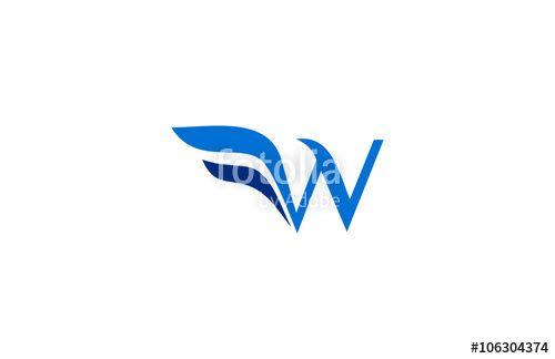 Blue Letter w Logo - abstract wing letter w logo