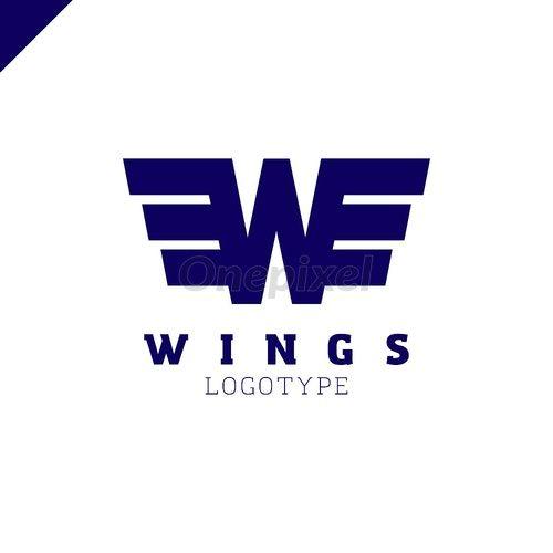 Blue Letter w Logo - Abstract wings and letter W logo template. Vector business icon ...