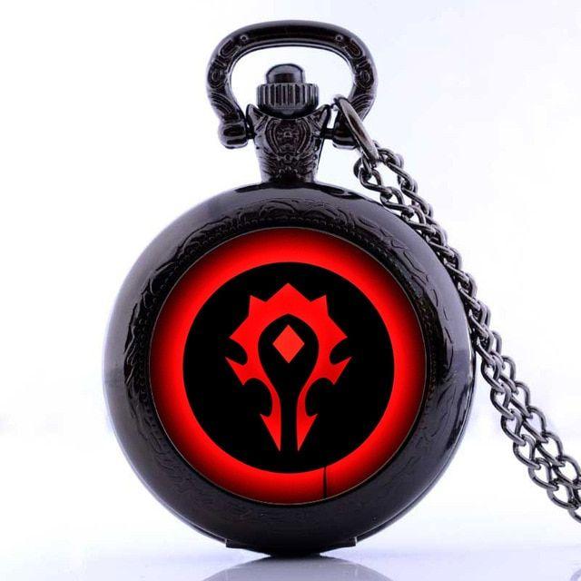 Horde Logo - WoW Horde Logo Pattern Glass Cabochon Pocket Watch Necklace In