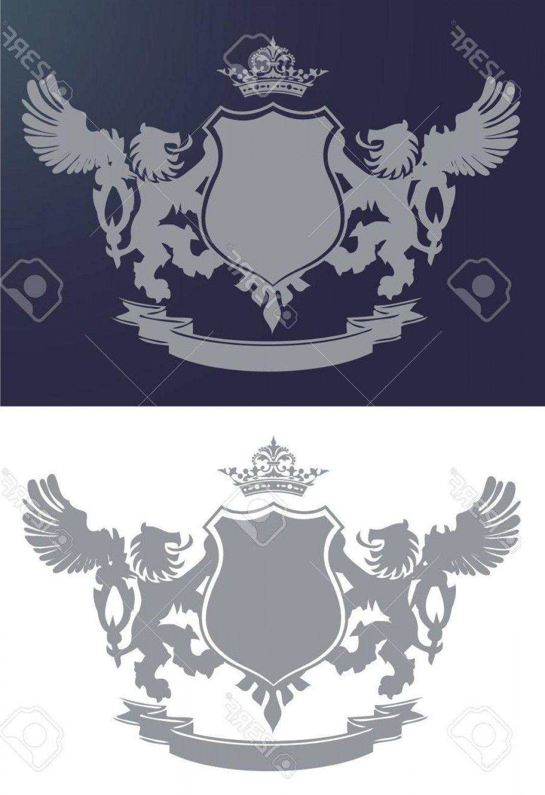Two Lions Logo - Photostock Vector Royal Crest With Two Lions And Wings Crown And ...