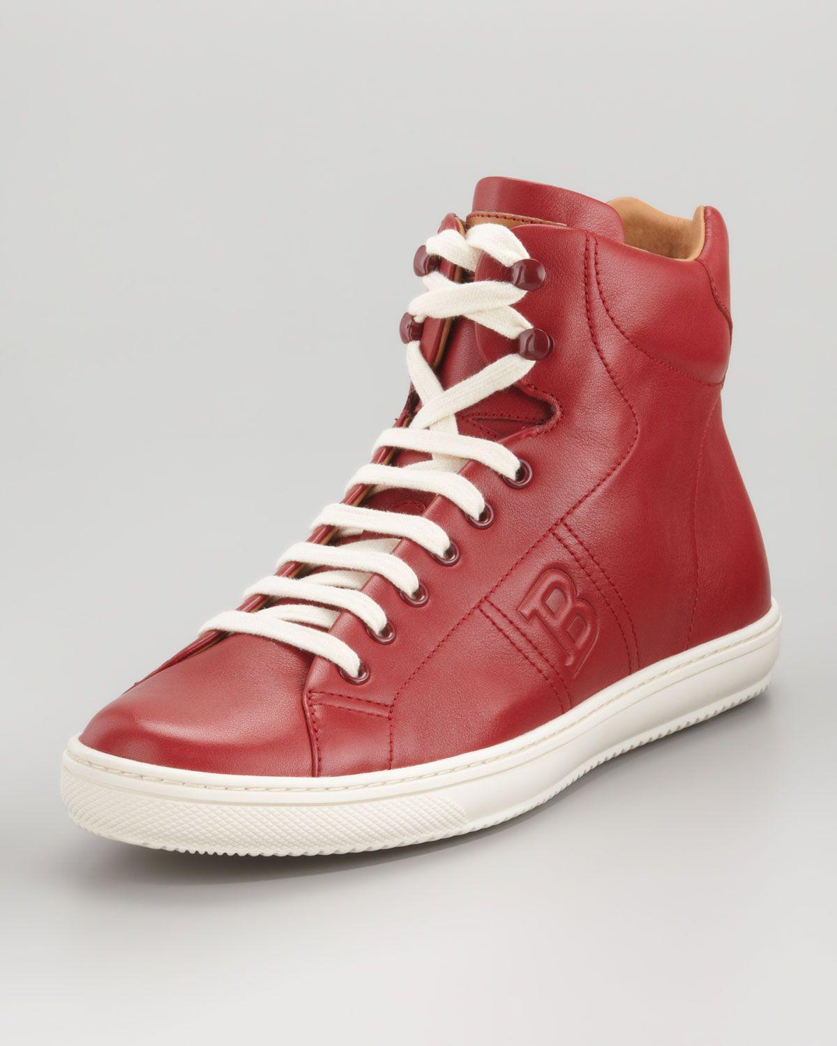 Bally Shoes Logo - Lyst - Bally Oxen Logo embossed High top Sneaker in Red for Men