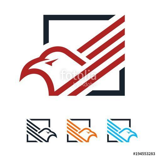 Eagle in Red Square Logo - Eagle Head Square Logo,