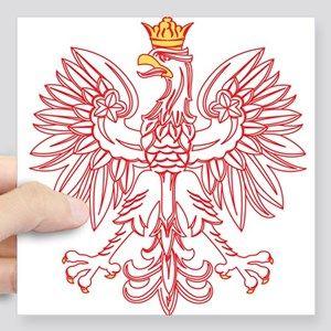 Eagle in Red Square Logo - Polish Eagle Square Stickers - CafePress