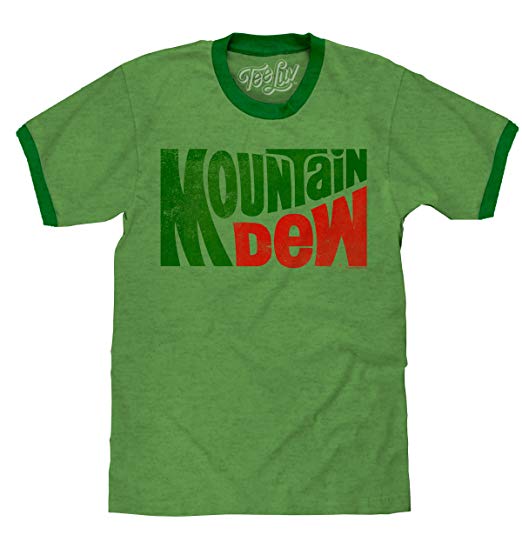 Vintage Mountain Dew Logo - Amazon.com: Tee Luv Mountain Dew T-Shirt - Vintage Mt Dew Ringer Tee ...