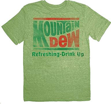 Vintage Mountain Dew Logo - Mountain Dew Refreshing Drink Up Vintage Adult Lime Green T Shirt