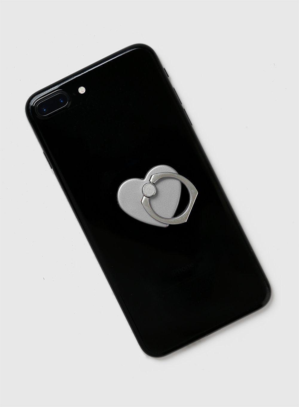 Silver Phone Logo - Silver Heart Mobile Phone Ring