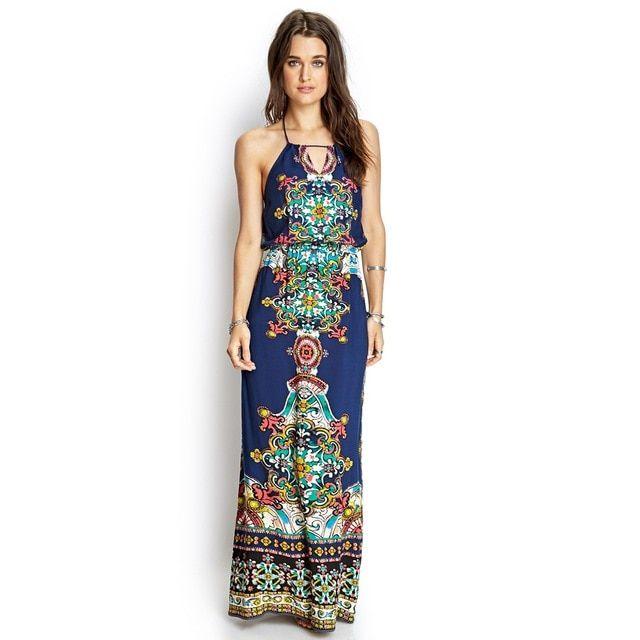 Flying Tomato Clothing Logo - Flying Tomato Aztec Women's Bohemian Print Halter Maxi Dress boho ...