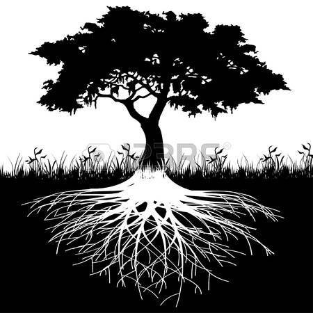 Black and White Tree with Roots Logo - black white tree: Tree roots silhouette | cardmaking ideas | Tree ...