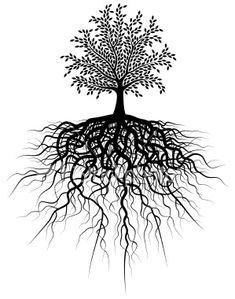 Black and White Tree with Roots Logo - Black and white tree silhouette with roots - VectorStock | Trees ...