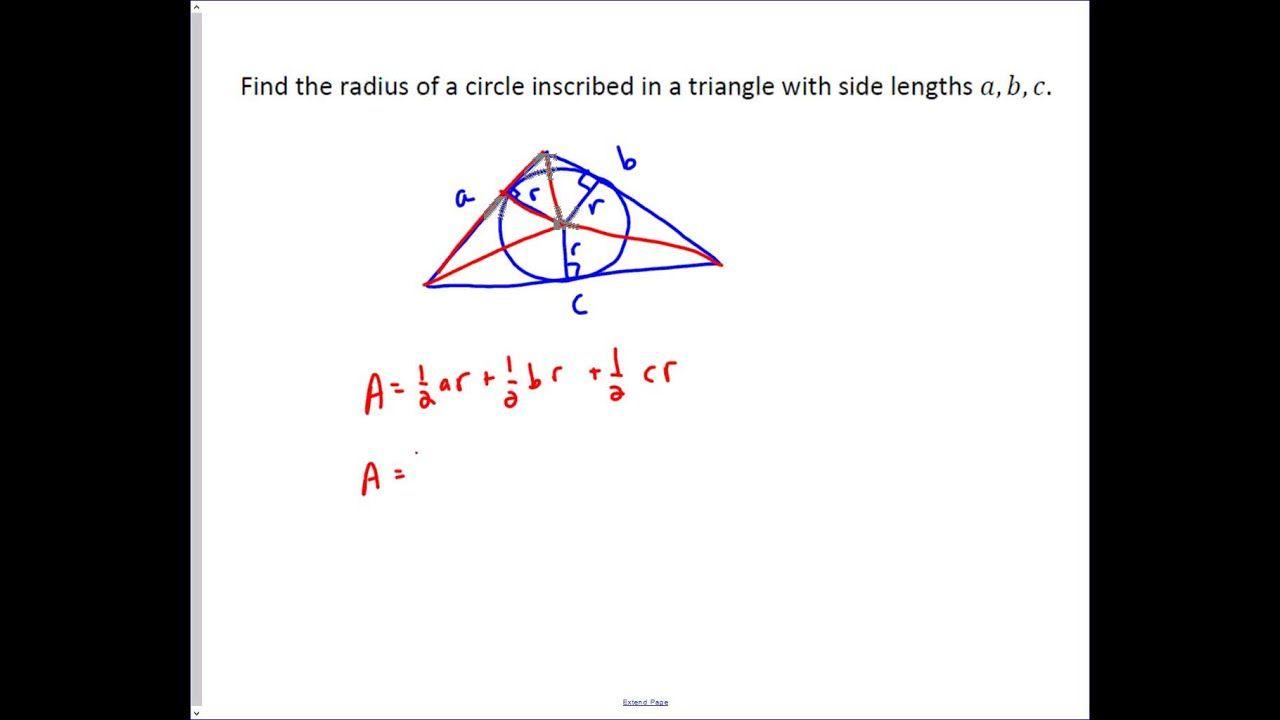 Circle into Triangle Logo - Finding the Radius of an Inscribed Circle in a Triangle - YouTube