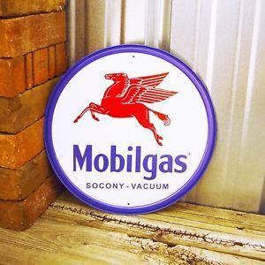 Mobil Gas Station Logo - Mobil Gas Mobilgas Socony Logo Round 12 Metal Tin Sign Pegasus