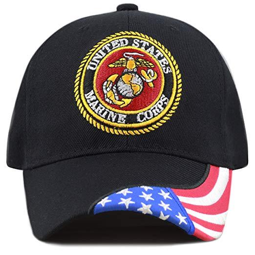 Official Military Logo - THE HAT DEPOT Official Licensed Military Cap With Logo Flag Marine