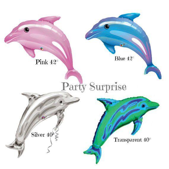 Transparent Pink Dolphin Logo - Dolphin Balloons Pink Blue Silver Transparent Reusable Mylar