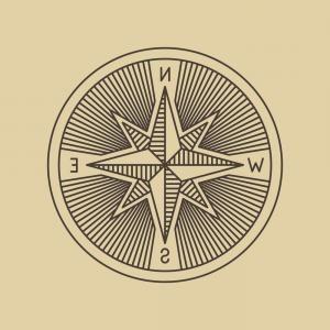 Vintage Compass Logo - Round Globe Arrow Compass Gold Logo Vector
