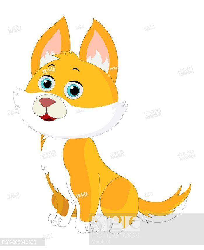 Pointy Orange Logo - Cute orange and white cat with pointy ears, vector illustration