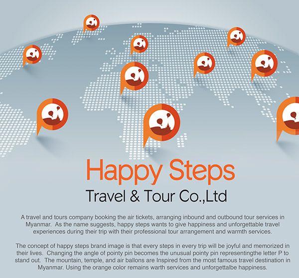 Pointy Orange Logo - Happy Steps Travel & Tour Company Logo on Pantone Canvas Gallery