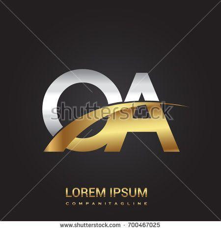 Gold and Silver Logo - initial letter OA logotype company name colored gold and silver