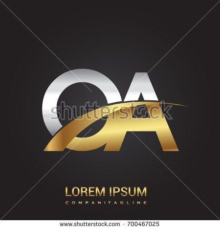 Gold and Silver Logo - initial letter OA logotype company name colored gold and silver ...