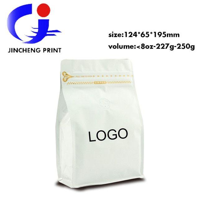 Tear Open Logo - Free shipping new design white paper zipper bag coffee packaging