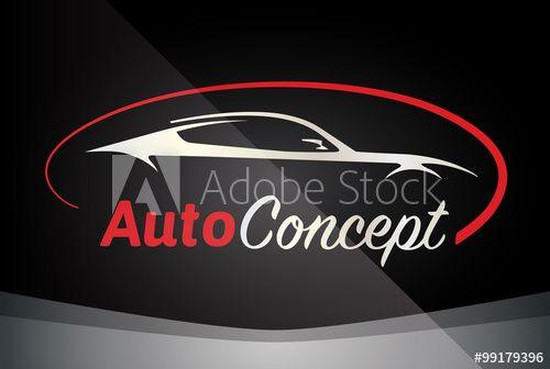Red Auto Company Logo - Auto Company Logo Vector Design Concept with Sports Car Silhouette