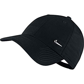 Black Swoosh Logo - Nike Men Metal Swoosh Logo Cap - Black/Metallic Silver, One Size ...