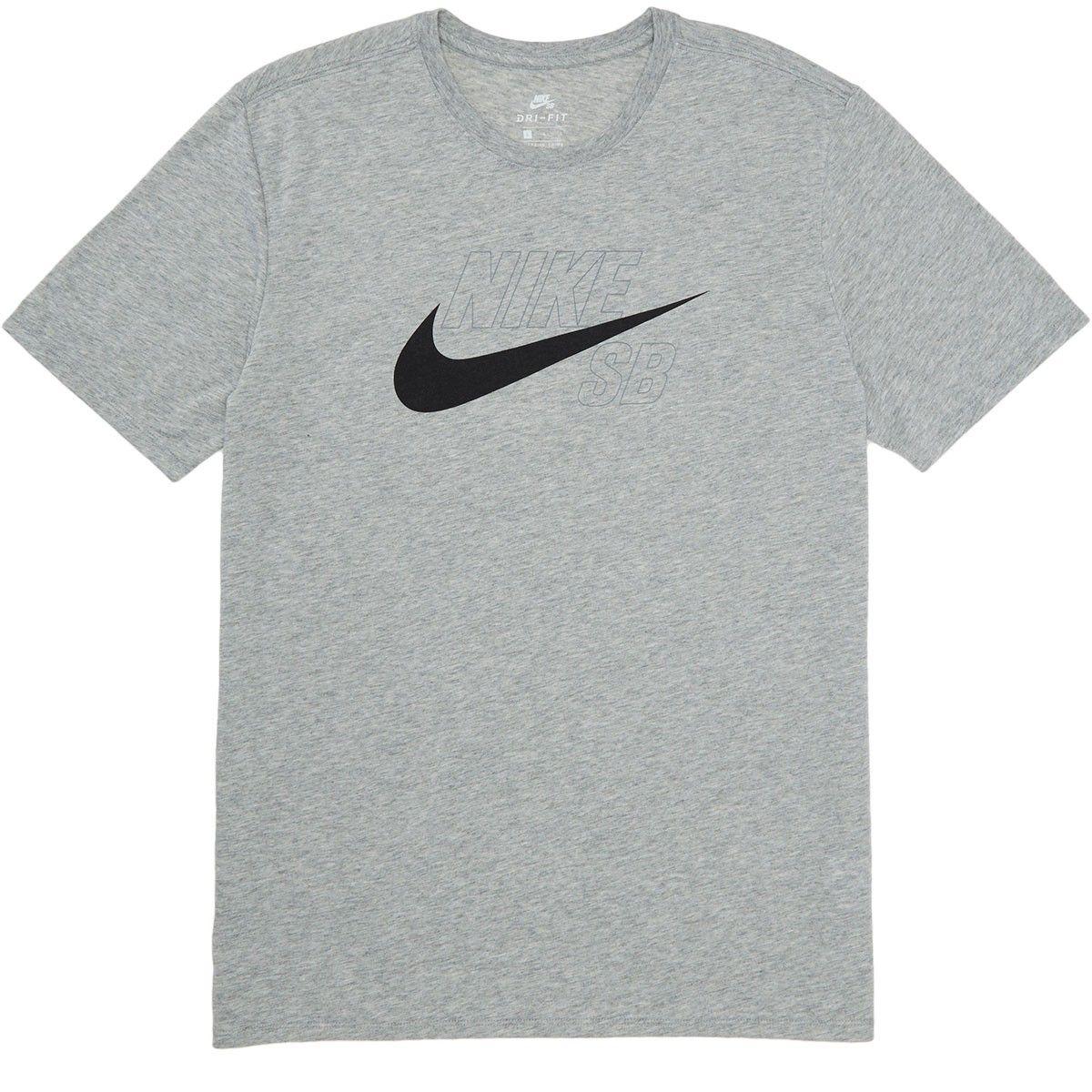 Black Swoosh Logo - Nike SB Dri-Fit Swoosh Logo T-Shirt - Dark Grey Heather/Black