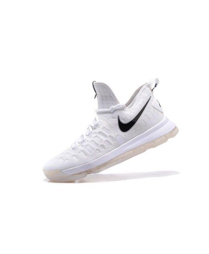 Black Swoosh Logo - Nike KD 9 All White With Black Swoosh Logo Basketball Shoes Outlet ...