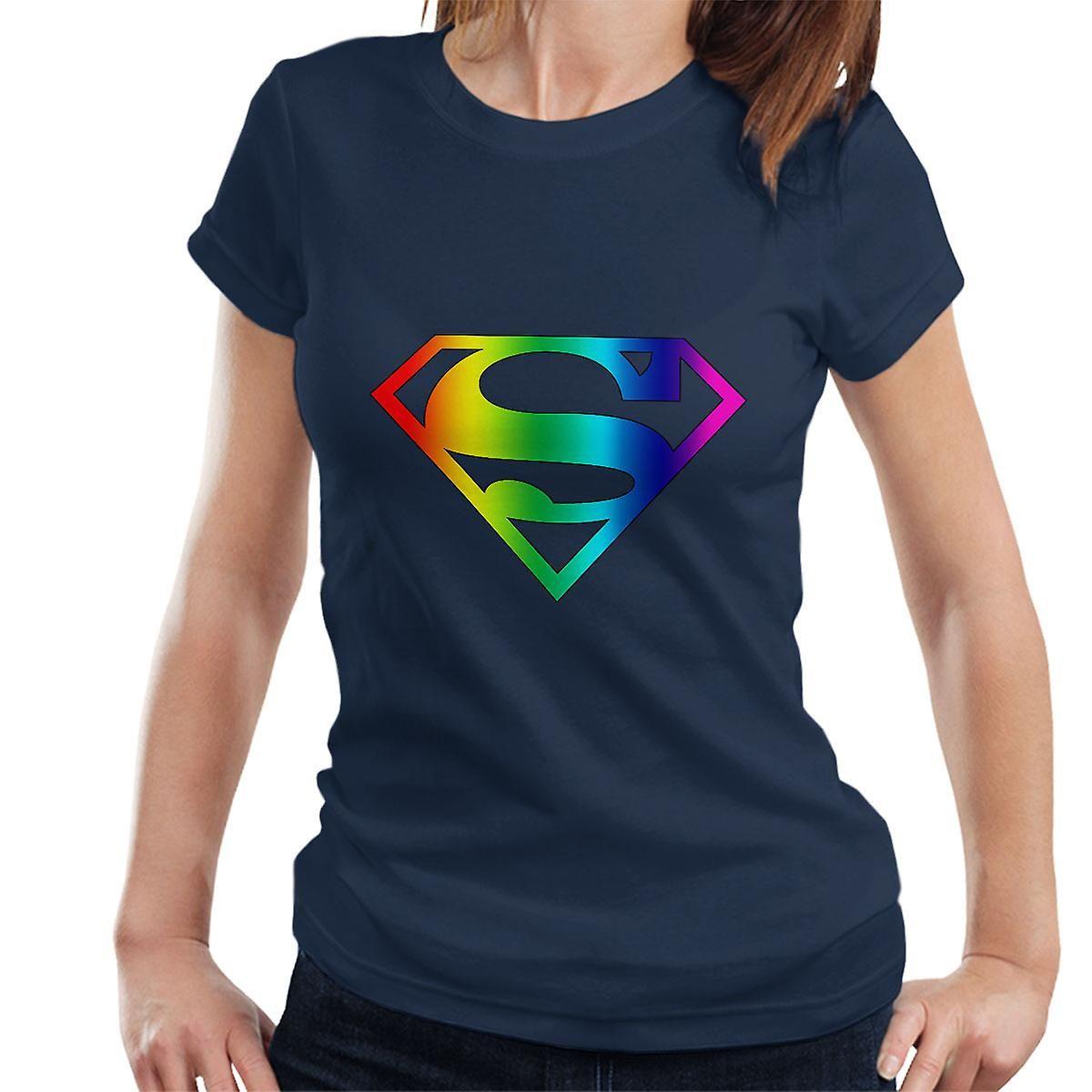 Rainbow Superman Logo - Super Pride Superman Rainbow Logo Dark Garment Women's T-Shirt | Fruugo