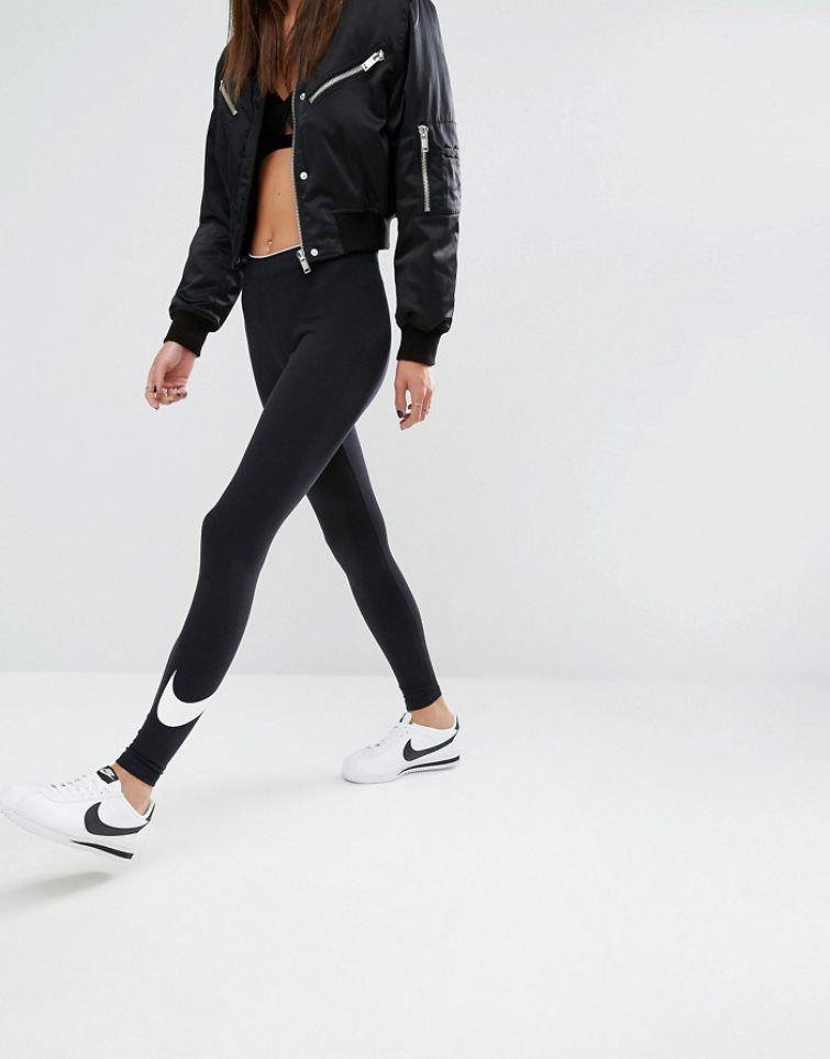 Black Swoosh Logo - Top-rated Nike Club Leggings With Swoosh Logo [Black] Women - Nike ...