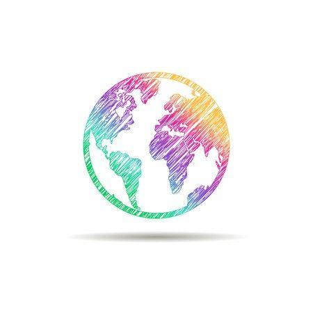 Purple Globe Logo - Earth logo. Globe logo icon. Abstract globe logo template. Round ...