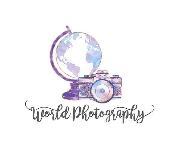 Purple Globe Logo - purple watercolor travel photography blog premade logo design. | Etsy