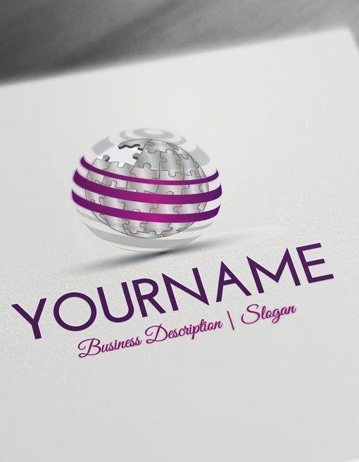 Purple Globe Logo - Design Free Logo: Online 3D Puzzle Globe Logo | Amazing Globe Logo ...