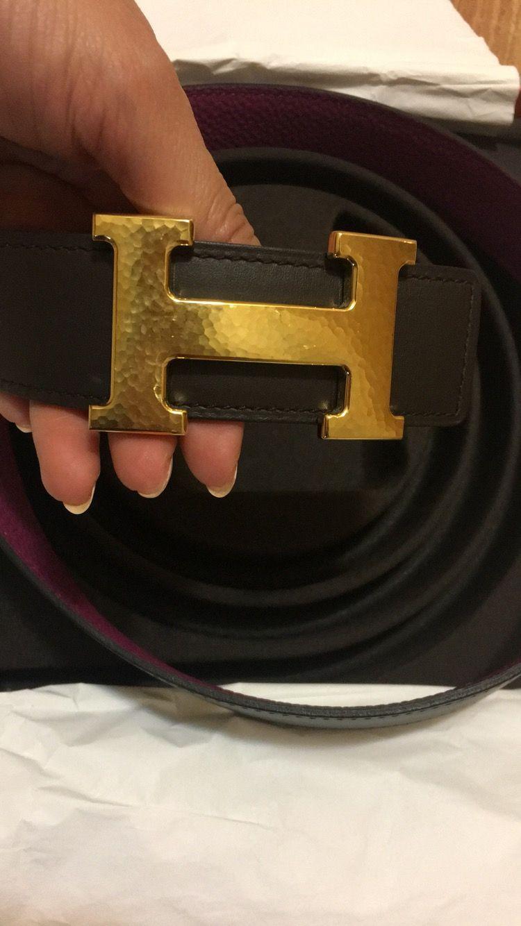 Gold H Logo - $1000 Hermes H Logo Gold Hammered Buckle Togo Leather Tosca Magenta