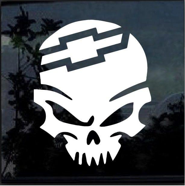 Chevy Skull Logo - Chevy Punisher Skull Window Decal Sticker – Custom Sticker Shop