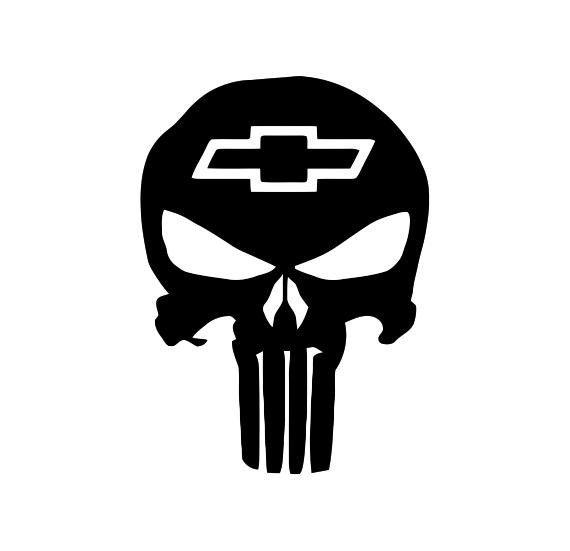 Chevy Skull Logo - Punisher Skull Chevy Decal Choose Size and Color 003 | Etsy