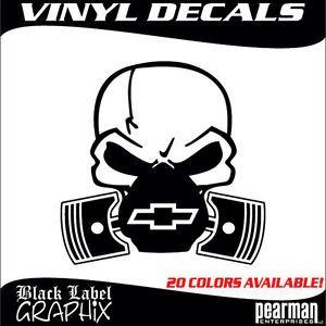 Chevy Skull Logo - Skull Chevy Chevrolet Bow Tie Piston V8 Mask Window Vinyl Decal ...