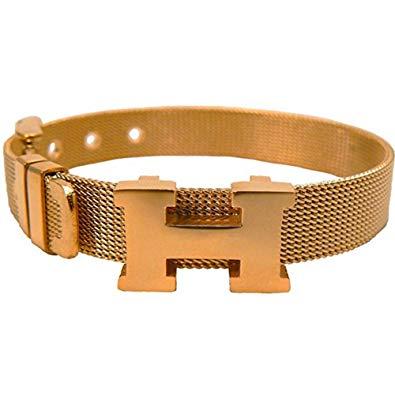 Gold H Logo - HM0101LB New H Logo MESH Bracelet Gold: Amazon.co.uk: Jewellery