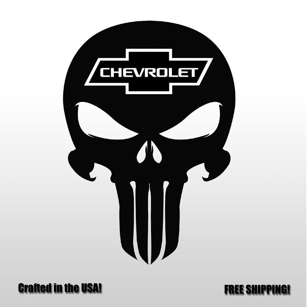 Chevy Skull Logo - Chevrolet Skull Vinyl Decal- Sticker Punisher Chevy SS Truck Car ...