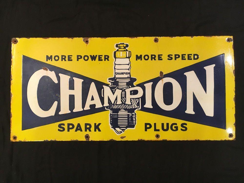 Blank Champion Spark Plug Logo - 1940's Champion Spark Plug Vintage Porcelain Porcelain Enamel sign ...