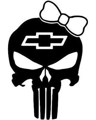 Chevy Skull Logo - Hot Sale: Punisher Skull Girl Chevy Decal (Choose Size and Color) 005