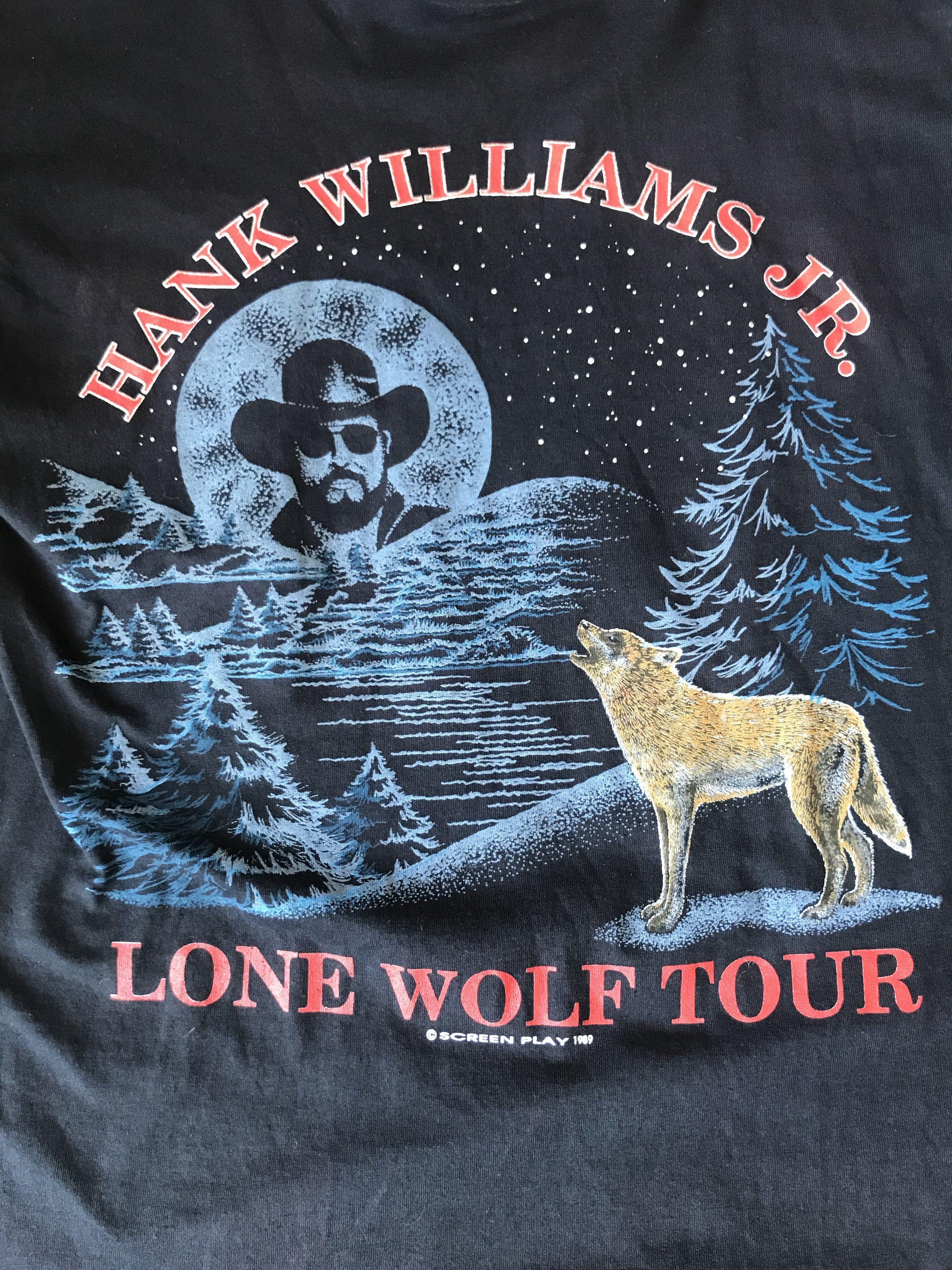 Vintage Hank Logo - Vintage Hank Jr Lone Wolf Tee