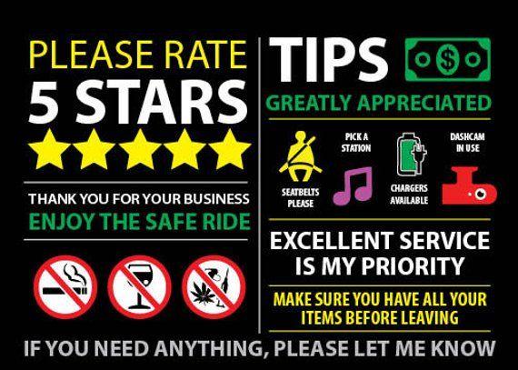 Tips for Uber Car Logo - Uber Lyft Rideshare Tips and Rating Headrest Seat & Dash Signs ...