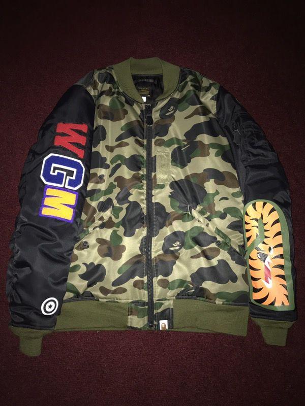 Bathing Ape Supreme Logo - A Bathing Ape Bape bomber jacket size large supreme box logo BBC ...