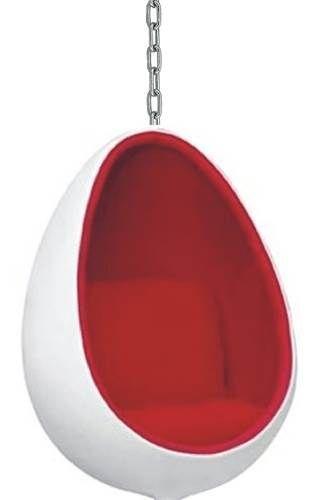 Red and White Oval Egg-Shaped Logo - Hanging Egg Shaped Chair In Red & White. Easter Treats. Egg Shaped