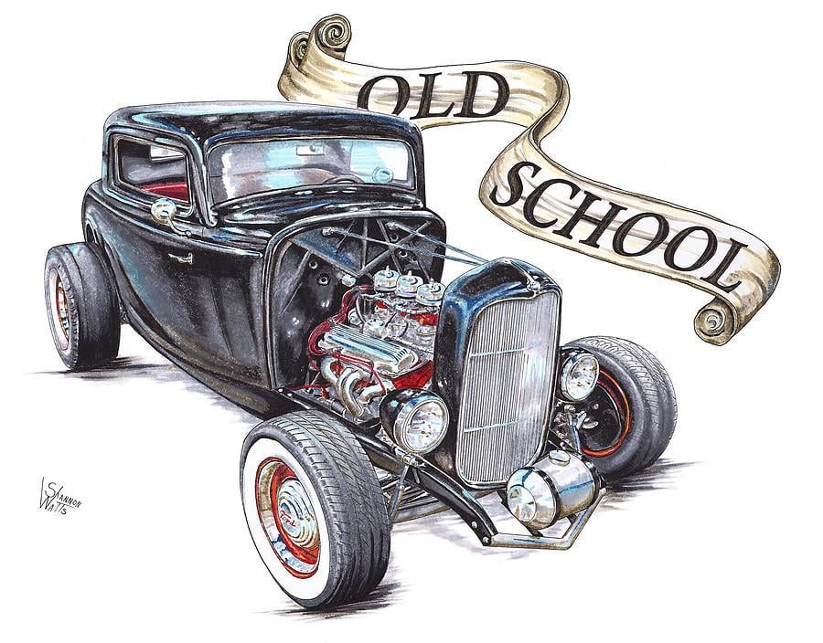 Old School Ford Logo - Old School 32 Ford Drawing by Shannon Watts