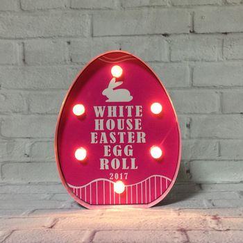 Red and White Oval Egg-Shaped Logo - Rose Red Metal White House Easter Decoration Craft Gift Egg Shaped