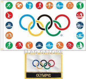 3 Rings Logo - Olympic rings sports LOGO flag 3' x 5' with embroidered patch free